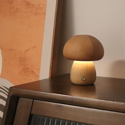 Navetti | Wooden Mushroom LED Night Light with Touch Switch NaLani