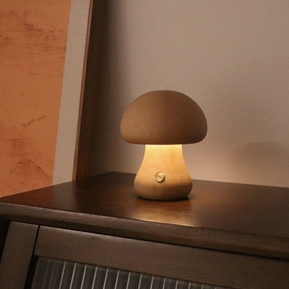 Navetti | Wooden Mushroom LED Night Light with Touch Switch NaLani