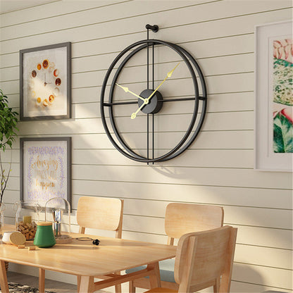 Nuvoro | Black Minimalist Metal Wall Clock Large – Silent & Striking Design Black with Gold Hands NaLani