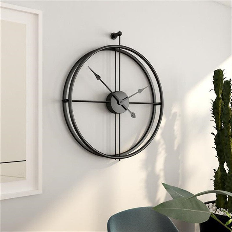 Nuvoro | Black Minimalist Metal Wall Clock Large – Silent & Striking Design Black NaLani