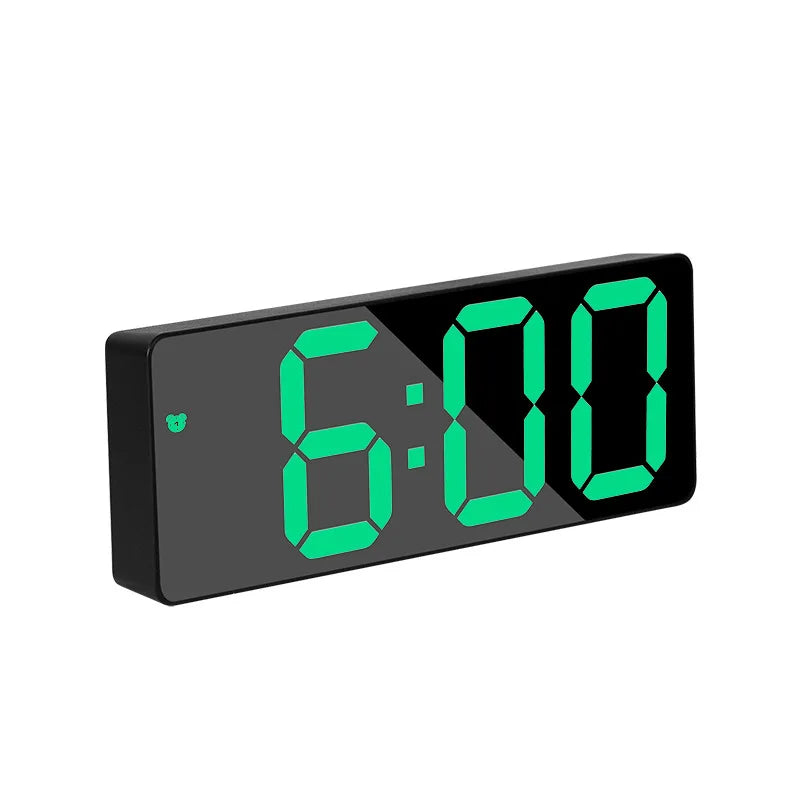 Nuvuro | Electronic Mirror Alarm Clock with Alarm Function Black and green NALANI