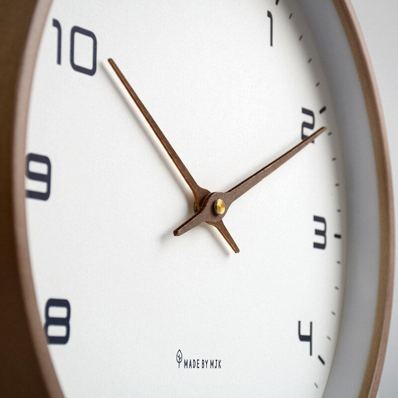 Nuvuro | Wooden Wall Clock Scandinavian Simplicity in Brown and Cream NALANI