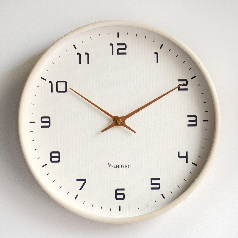 Nuvuro | Wooden Wall Clock Scandinavian Simplicity in Brown and Cream Crème NALANI