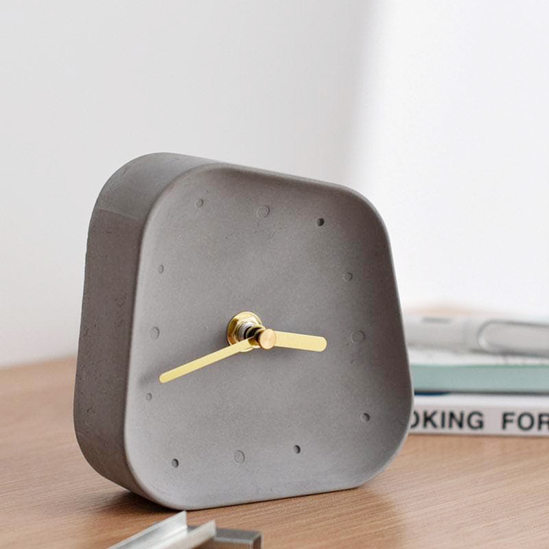 Orlano Cement Desk Clock - Modern Retro Concrete Timepiece Grey NALANI