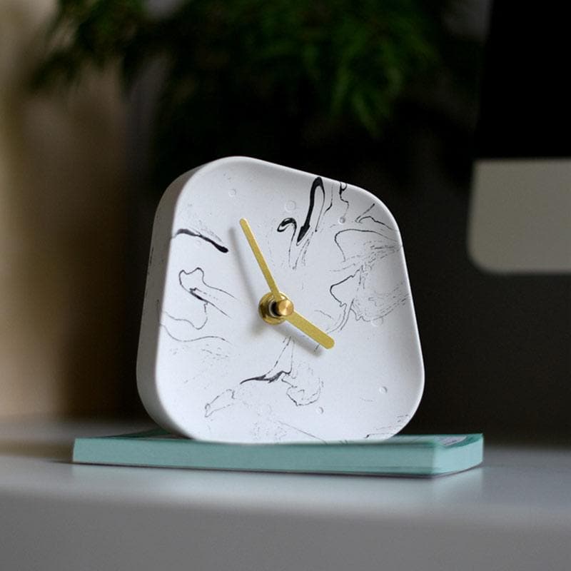 Orlano Cement Desk Clock - Modern Retro Concrete Timepiece Marble NALANI