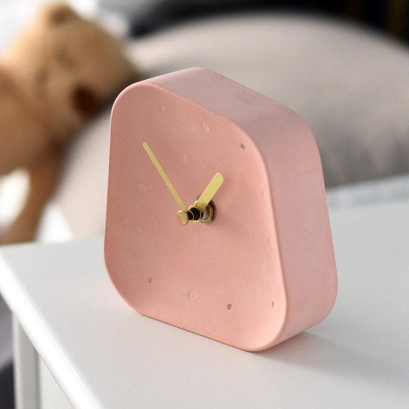 Orlano Cement Desk Clock - Modern Retro Concrete Timepiece Pink NALANI