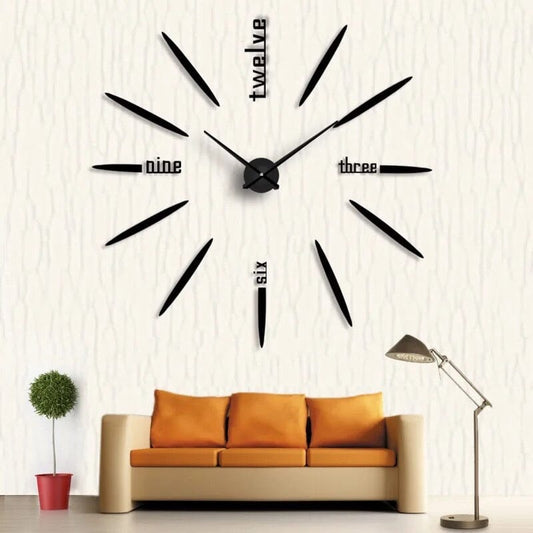 Orlano | Minimal 3D Decorative Wall Clock for Stylish Home Decor Black NALANI