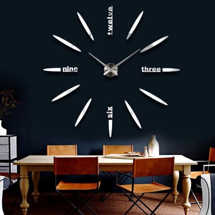 Orlano | Minimal 3D Decorative Wall Clock for Stylish Home Decor Silver NALANI