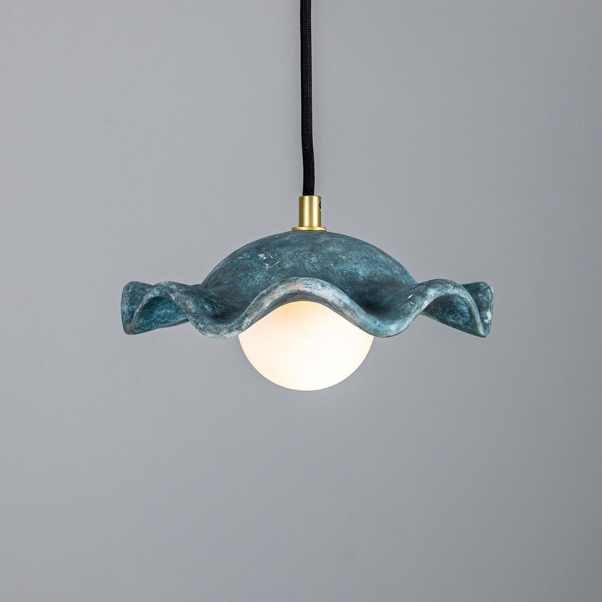 Pendant Light with Wavy Ceramic Shade in Blue Earth Color 300cm 120" NALANI