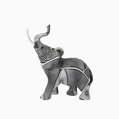Black and White Spiral Elephant Figurine for Home Décor Accent NaLani
