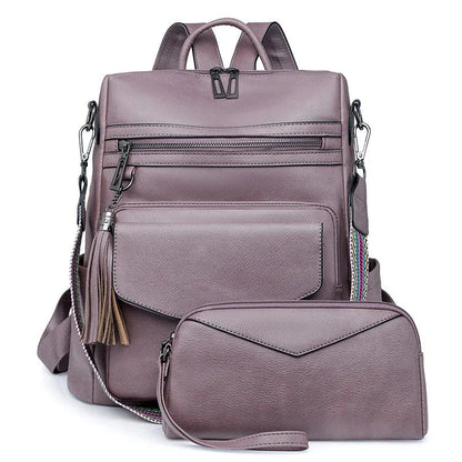 Vegan Leather Womens Backpack With Gift Bag Padded Straps Purple NALANI