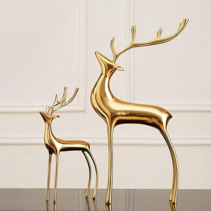 Decorative Golden Reindeer Figurines for Holiday Home Decor Set NaLani