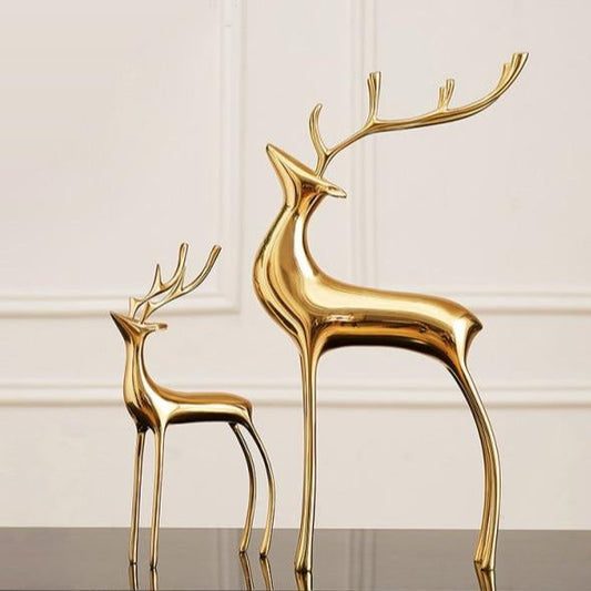 Decorative Golden Reindeer Figurines for Holiday Home Decor Set NaLani