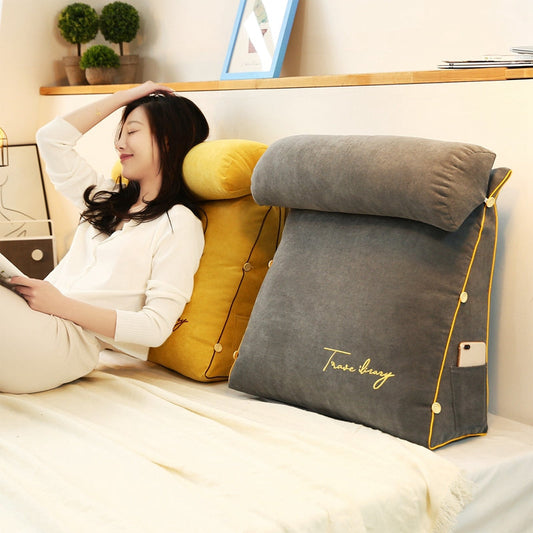 Triangular Reading Backrest Pillow For Bed And Sofa Support Charcoal NALANI