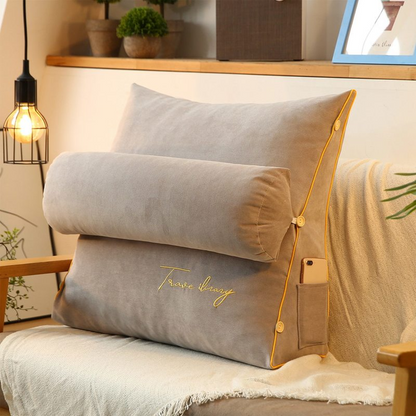 Triangular Reading Backrest Pillow For Bed And Sofa Support Light gray NALANI