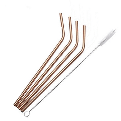 Eco Friendly Matte Metal Straws Set Reusable Kitchen Rose Gold NALANI