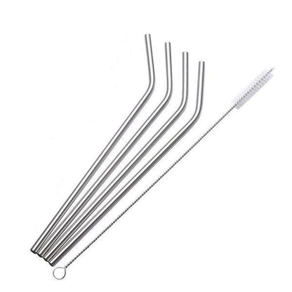 Eco Friendly Matte Metal Straws Set Reusable Kitchen Silver NALANI