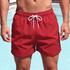Relaxed Drawstring Quick-Dry Swim Trunks With Mesh Lining And Pockets