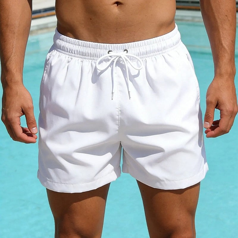 Relaxed Drawstring Quick-Dry Swim Trunks With Mesh Lining And Pockets