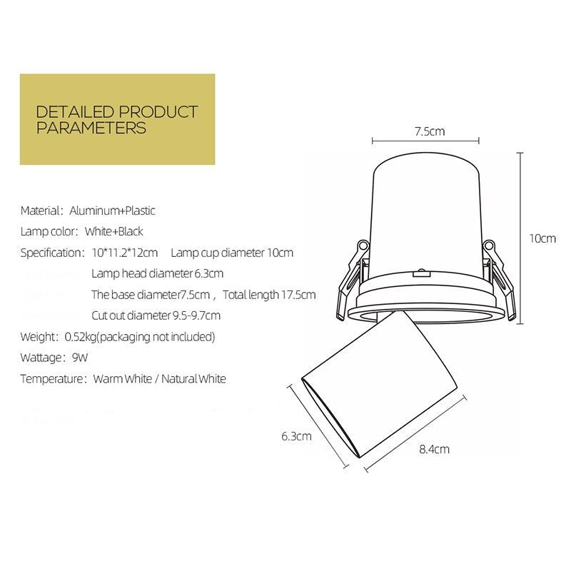 Retractable LED Modern Spotlights for Versatile Room Lighting NALANI