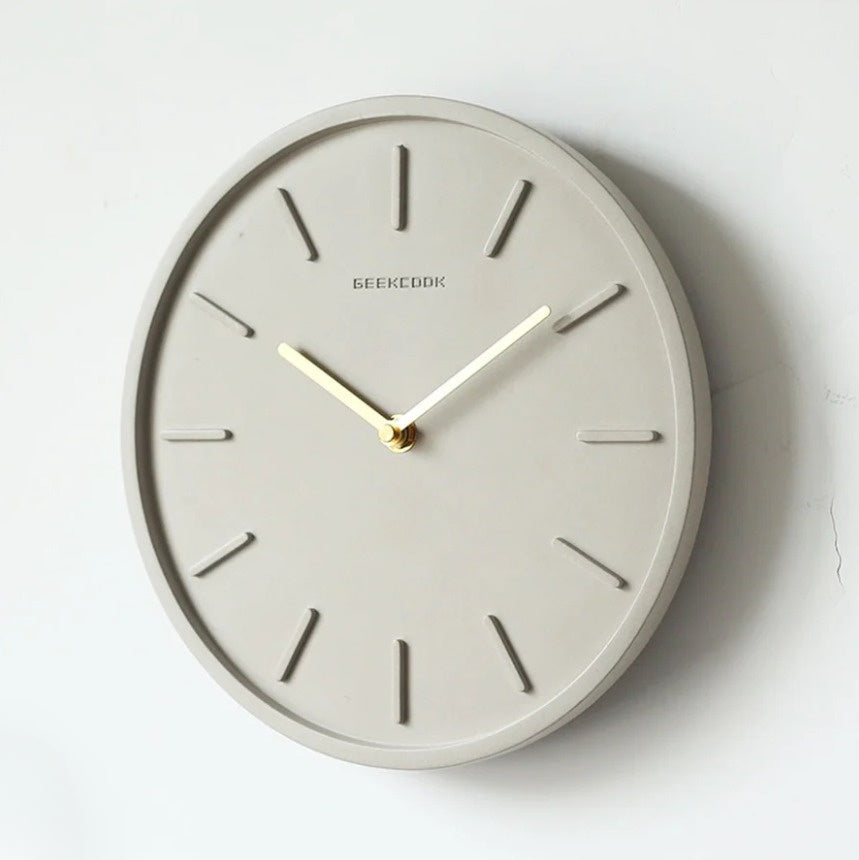 Scandinavian Cement Wall Clock with Metal Pendulum NALANI