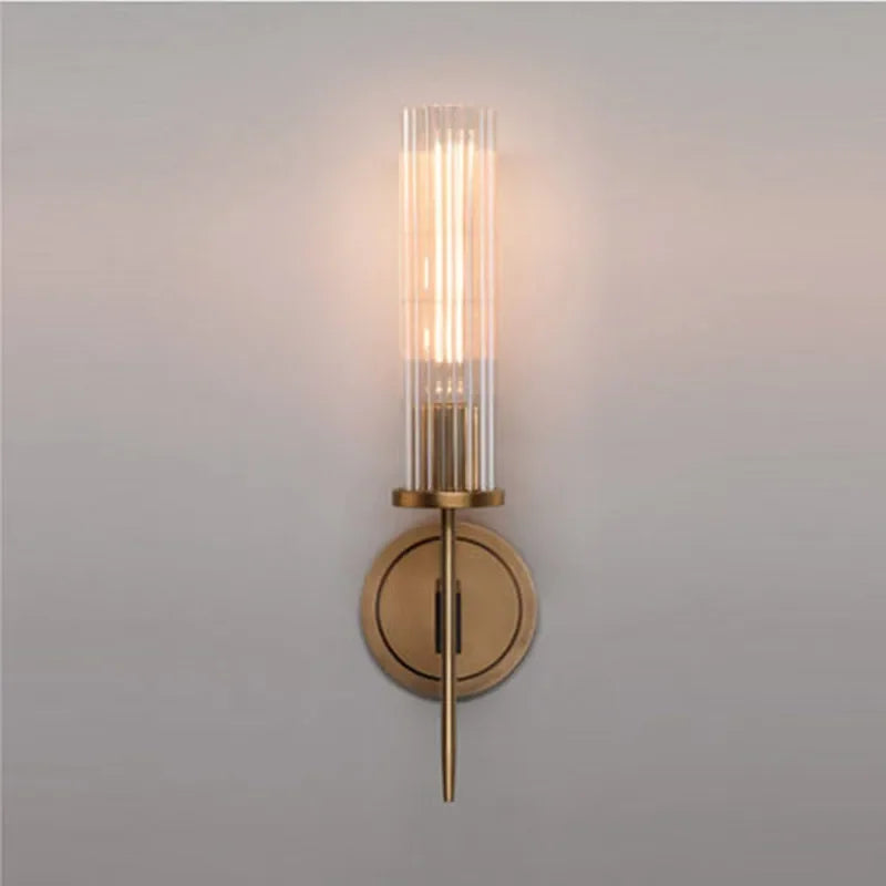 Modern Wall Lamp with Ribbed Glass and Copper Finish NALANI