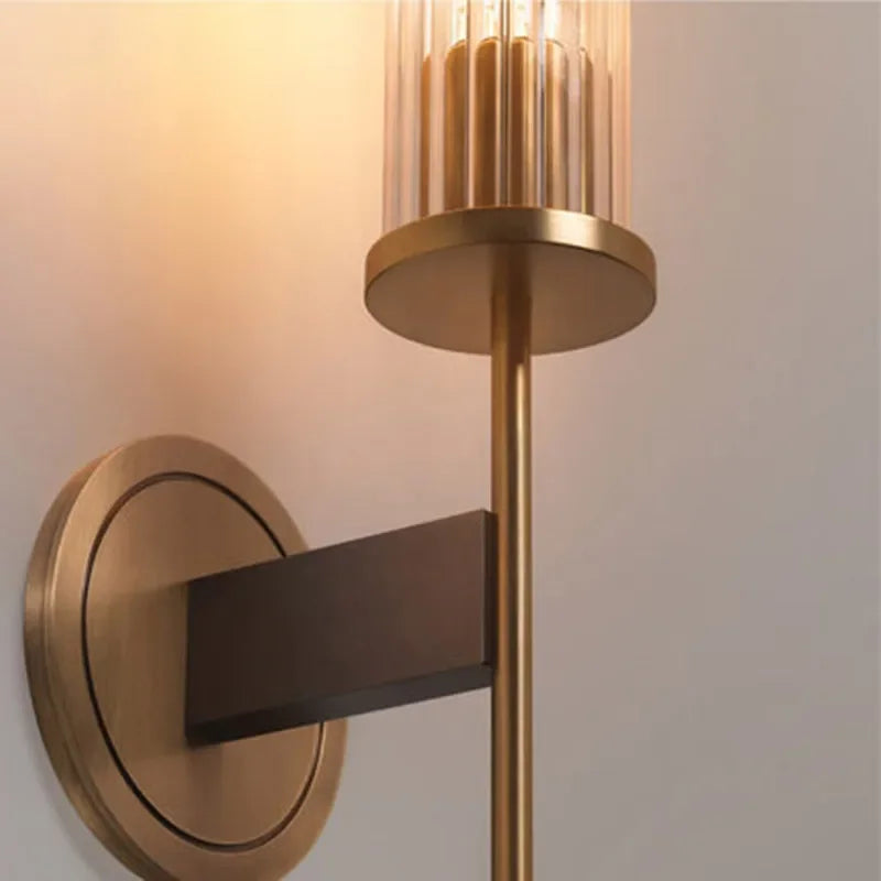 Modern Wall Lamp with Ribbed Glass and Copper Finish NALANI
