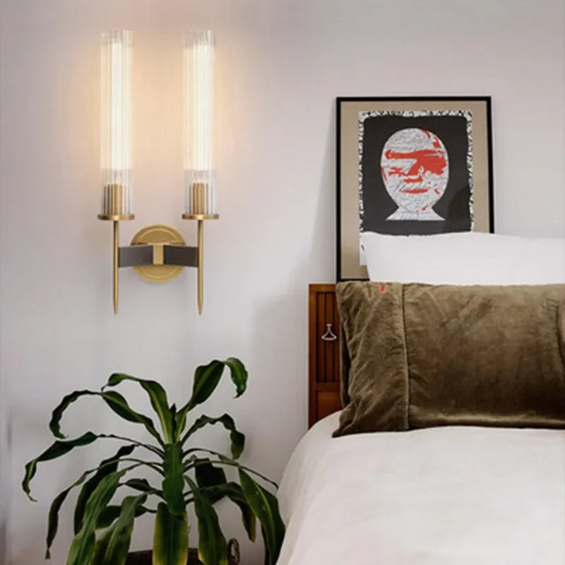 Modern Wall Lamp with Ribbed Glass and Copper Finish NALANI