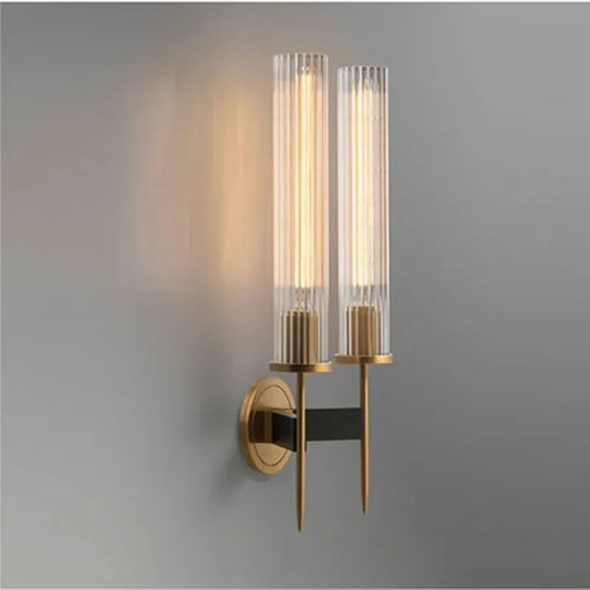 Modern Wall Lamp with Ribbed Glass and Copper Finish NALANI