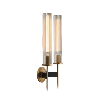 Modern Wall Lamp with Ribbed Glass and Copper Finish 2 Lights Lamp NALANI