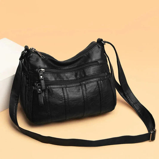Vegan Leather Crossbody Bag For Everyday Use With Pockets Black NALANI