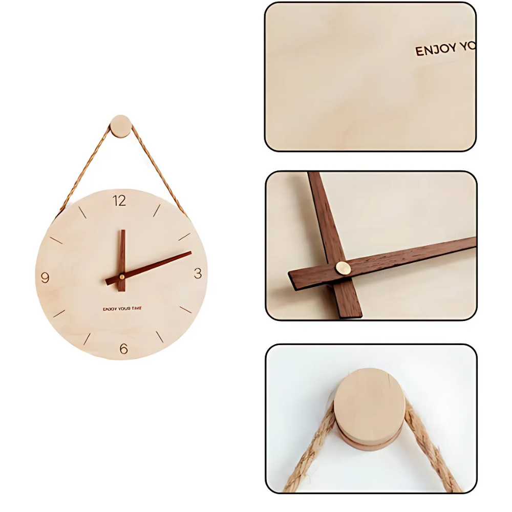 Sleek and Silent Rope Wood Wall Clock NALANI