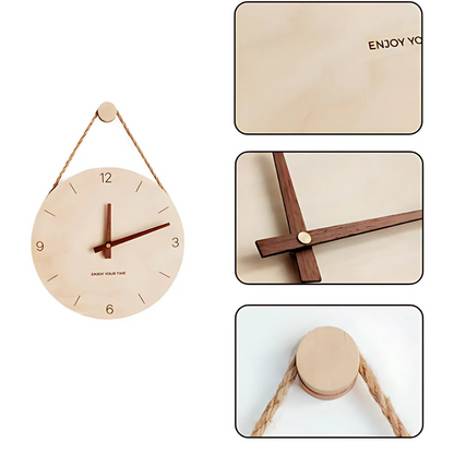 Sleek and Silent Rope Wood Wall Clock NALANI