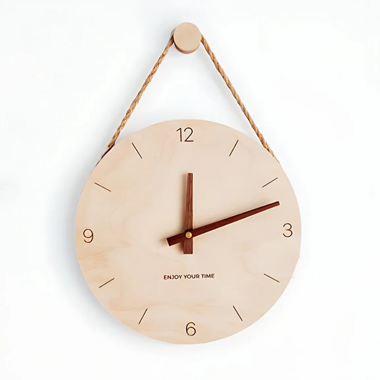 Sleek and Silent Rope Wood Wall Clock 30cm NALANI