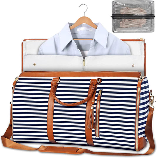 Compact Foldable Garment Storage Bag For Suits And Dresses Blue striped NALANI