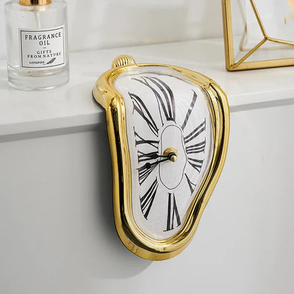 Surreal Melting Wall Clock Art Gold NaLani