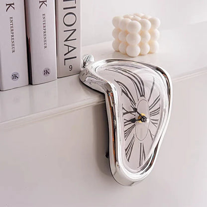 Surreal Melting Wall Clock Art Silver NaLani