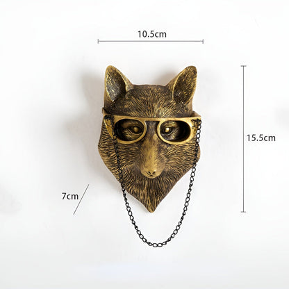 Hanging Wall Art Animal Sculptures Handmade Resin Hooks fox NALANI