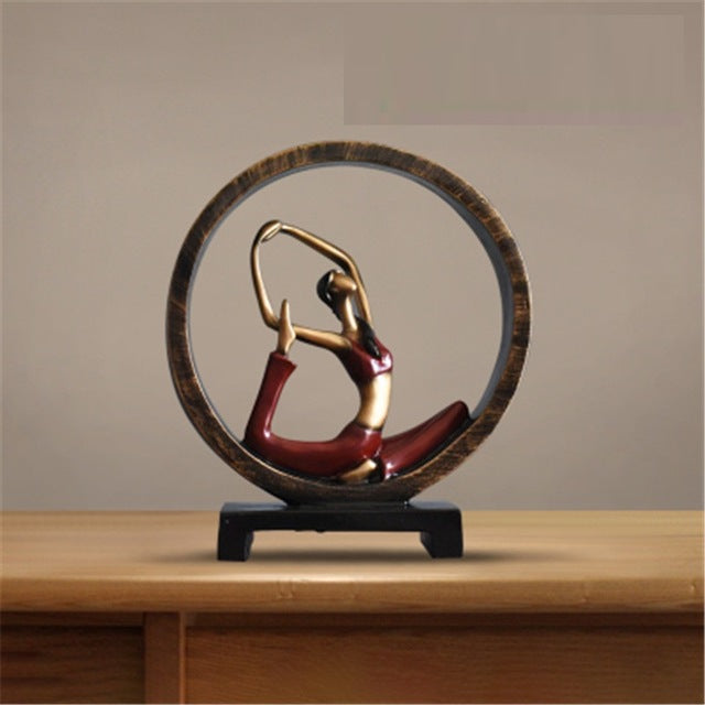 Modern Abstract Resin Yoga Sculptures for Office Décor 11 Inch Dancer Pose - Red NaLani