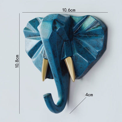 Geometric Wildlife Wall Hook for Unique Home Decor and Gifts Blue (Elephant) NaLani