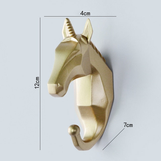 Geometric Wildlife Wall Hook for Unique Home Decor and Gifts Gold (Unicorn) NaLani