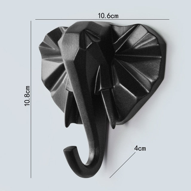 Geometric Wildlife Wall Hook for Unique Home Decor and Gifts Black (Elephant) NaLani