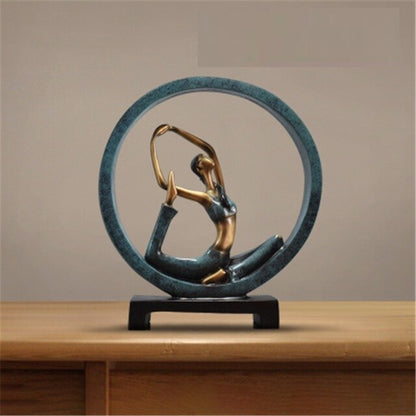 Modern Abstract Resin Yoga Sculptures for Office Décor 11 Inch Dancer Pose - Blue NaLani
