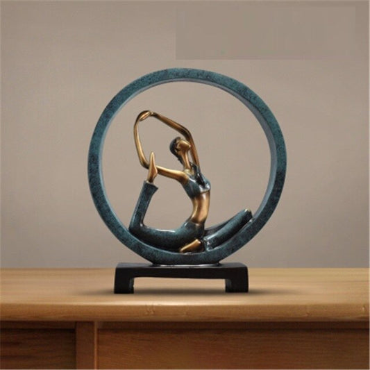 Modern Abstract Resin Yoga Sculptures for Office Décor 11 Inch Dancer Pose - Blue NaLani