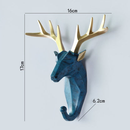 Geometric Wildlife Wall Hook for Unique Home Decor and Gifts Blue (Deer) NaLani