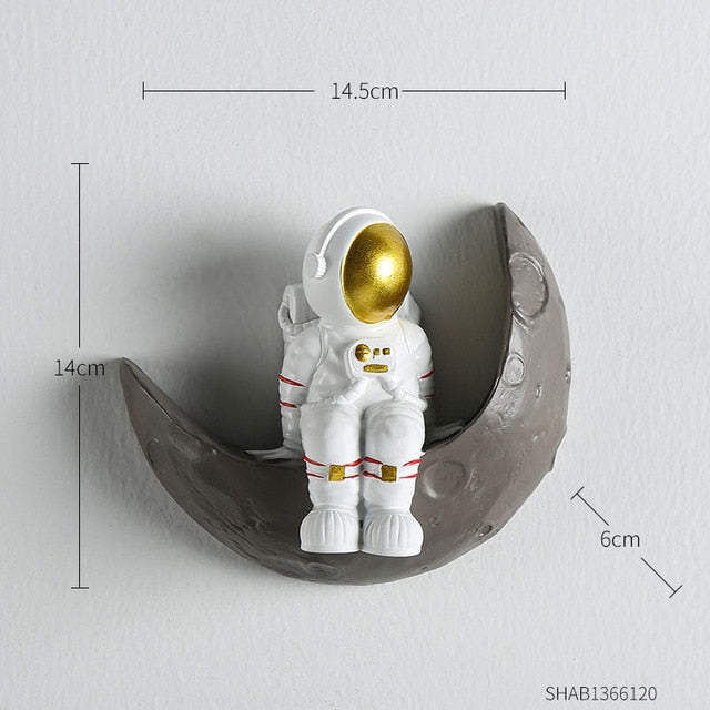 Astronaut On Moon Decorative Art Piece Unique Home Accent Looking down NaLani