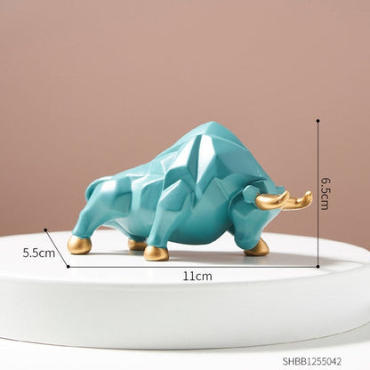 VivArt - Unique Geometric Bull Figurines for Home Decor and Gifts Design 2(Green) 4.3"L (11 cm) 2.2"W (5.5 cm) 2.6"H (6.5 cm) NALANI