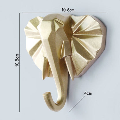 Geometric Wildlife Wall Hook for Unique Home Decor and Gifts Gold (Elephant) NaLani