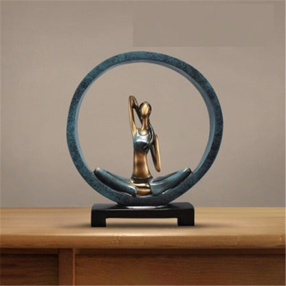 Modern Abstract Resin Yoga Sculptures for Office Décor 11 Inch Cow Face Pose - Blue NaLani