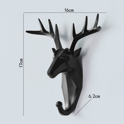 Geometric Wildlife Wall Hook for Unique Home Decor and Gifts Black (Deer) NaLani